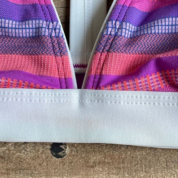 Athleta Women’s T Back Pink, Purple, & White Striped Swim Bikini Top Size Large - Picture 9 of 9